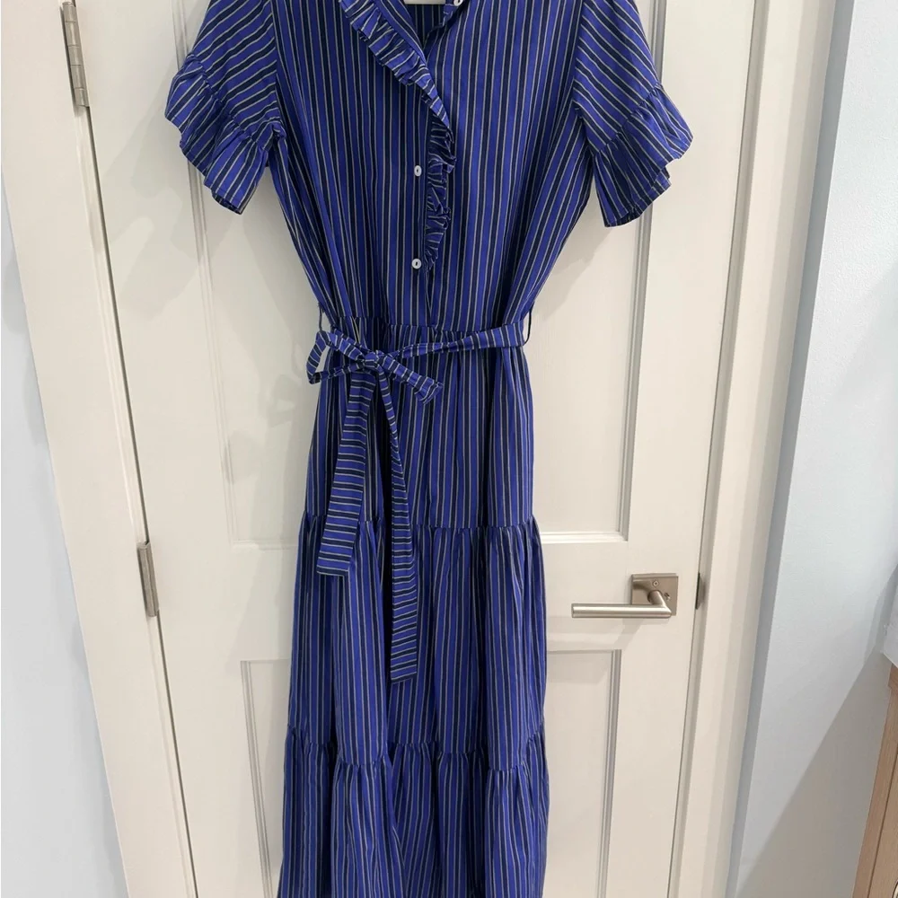 Milly Blue Striped Maxi Dress - Picture 4 of 7